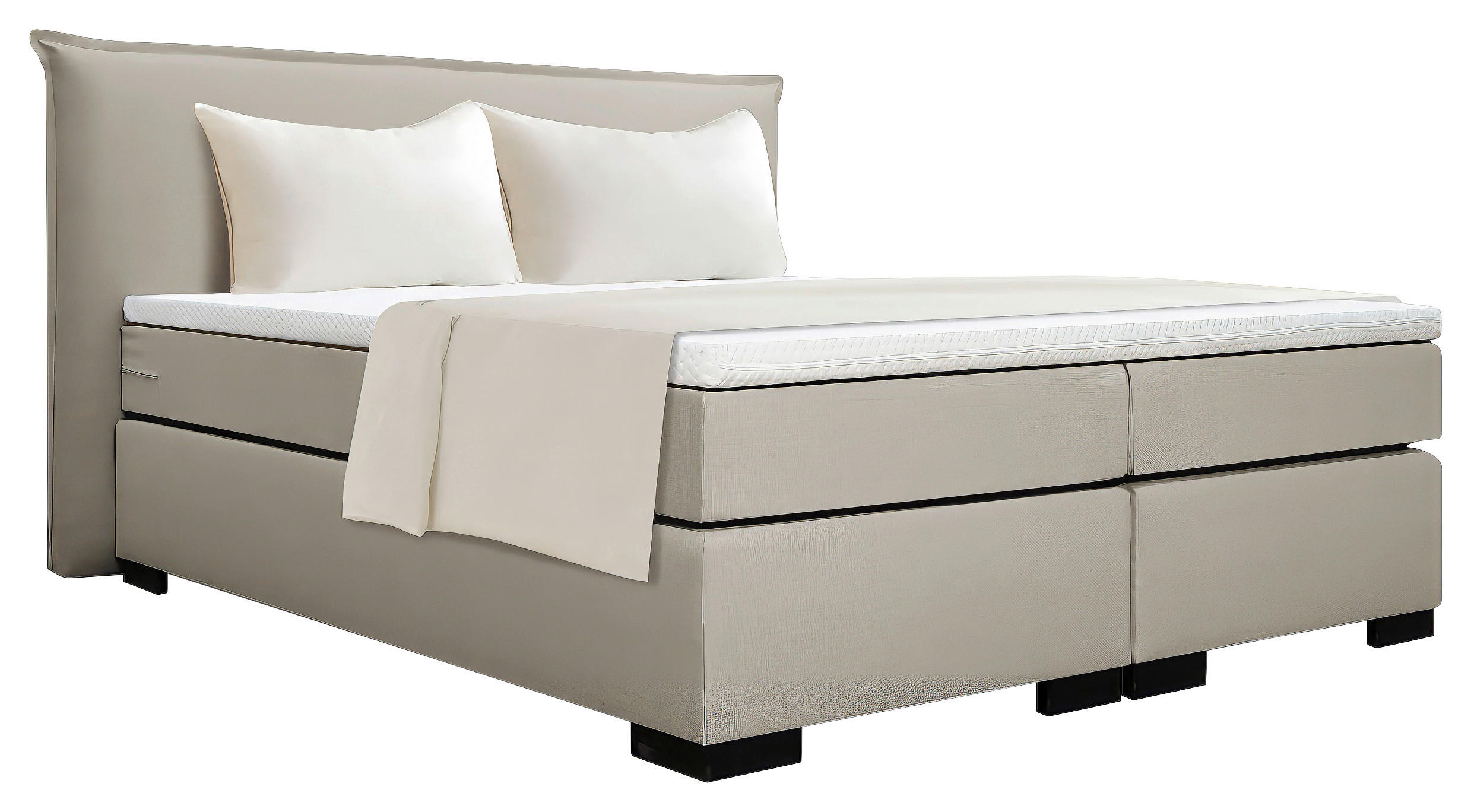 BOXSPRINGBETT 180/200 cm  in Beige  - Beige/Schwarz, MODERN, Karton/Holz (180/200cm) - MID.YOU