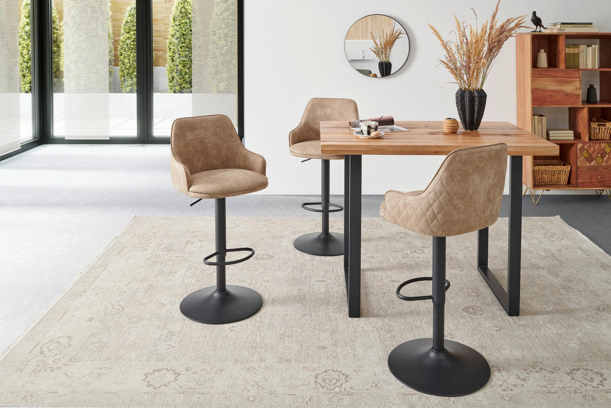 BARHOCKER in Metall, Textil Schwarz, Beige  - Beige/Schwarz, KONVENTIONELL, Textil/Metall (50/90-111/51cm) - MID.YOU