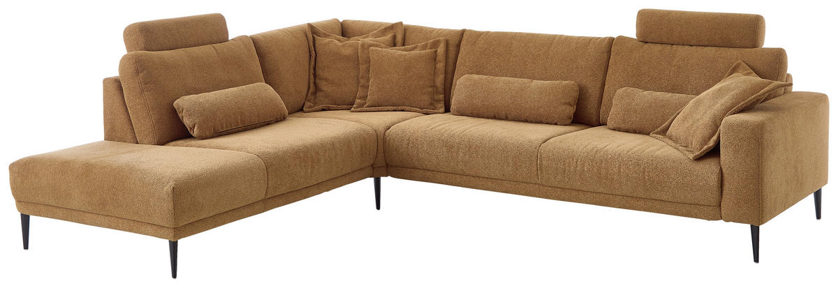 ECKSOFA in Chenille Senfgelb  - Senfgelb/Schwarz, Design, Textil/Metall (254/303cm) - Dieter Knoll