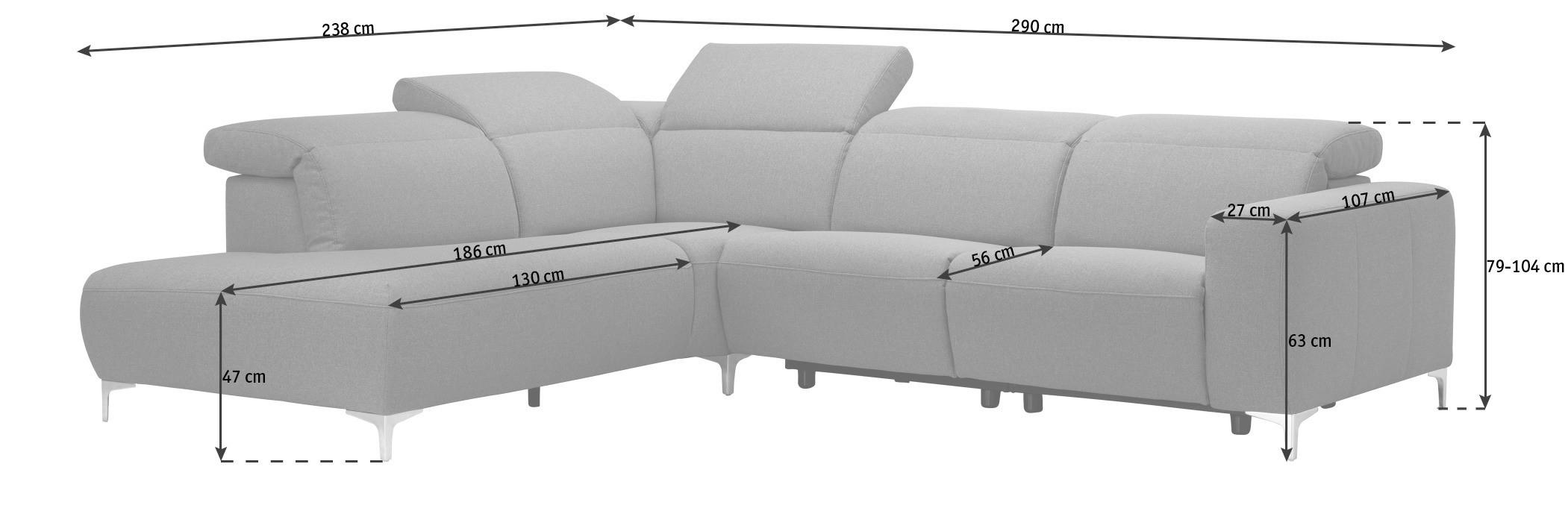 SAROKKANAPÉ textil sötétszürke  - sötétszürke, Design, textil (238/290cm) - Pure Home Lifestyle