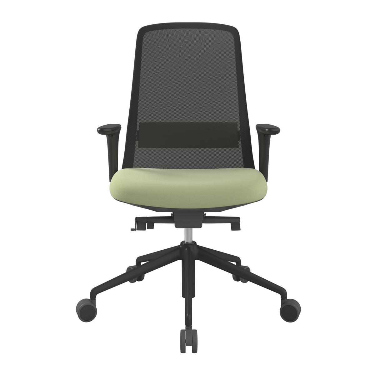 DREHSTUHL Netzbespannung, Webstoff Schwarz, Hellgrün  - Schwarz/Hellgrün, MODERN, Kunststoff/Textil (70/103-115/70cm)