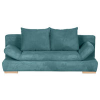 SCHLAFSOFA  mit Liegefunktion, Rücken echt Cord Türkis  - Türkis/Naturfarben, KONVENTIONELL, Holz/Textil (200/75/92cm) - home24