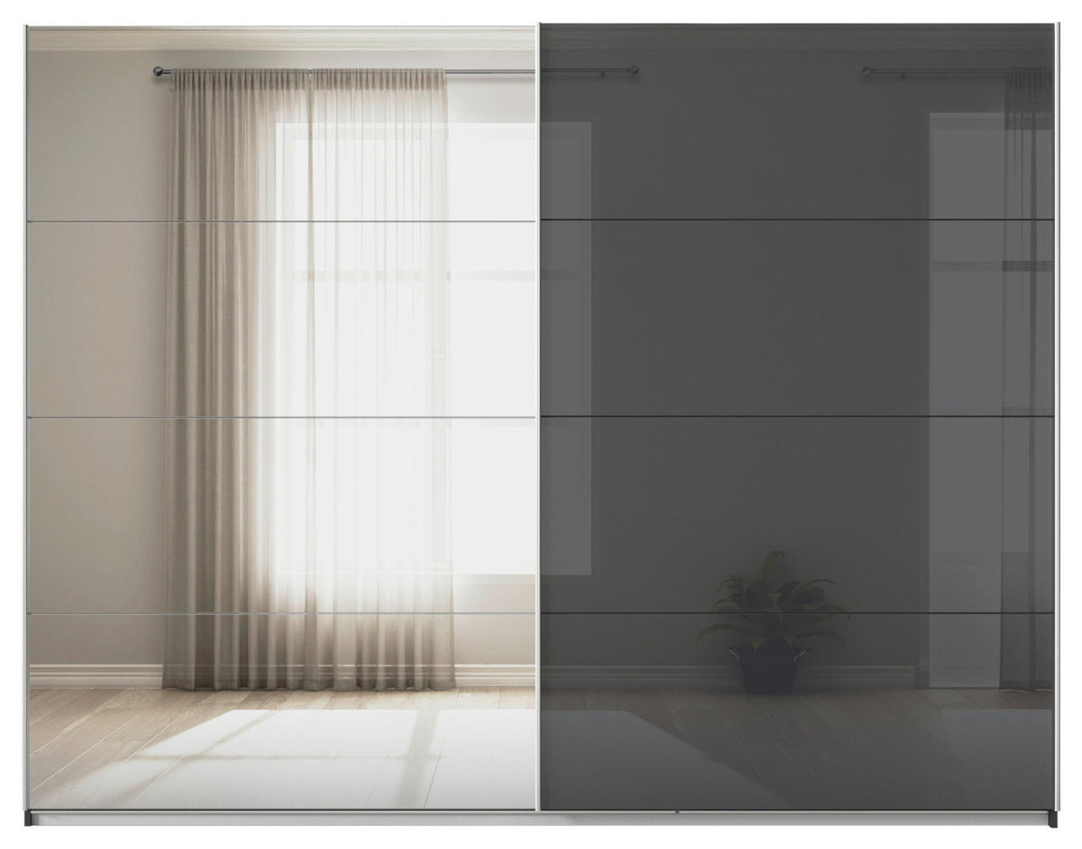 SCHWEBETÜRENSCHRANK  in Grau  - Alufarben/Grau, KONVENTIONELL, Glas/Holzwerkstoff (271/210/62cm) - Xora