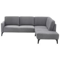ECKSOFA Mikrofaser Grau  - Schwarz/Grau, Design, Textil/Metall (255/218cm) - Elegando