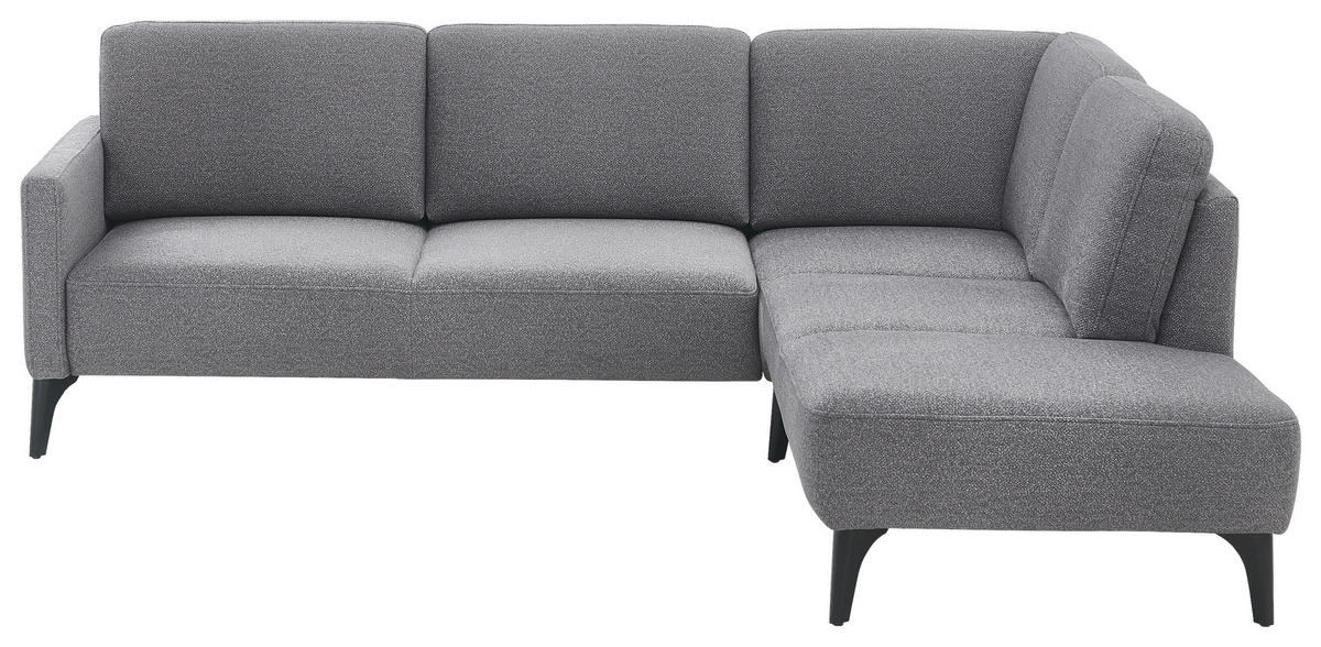 ECKSOFA Mikrofaser Grau  - Schwarz/Grau, Design, Textil/Metall (255/218cm) - Elegando