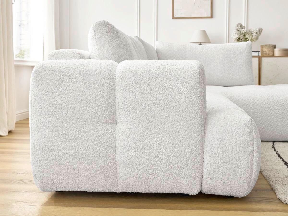 ECKSCHLAFSOFA FUJI Bouclé Weiß  inkl.  - Schwarz/Weiß, MODERN, Kunststoff/Textil (282/204cm)