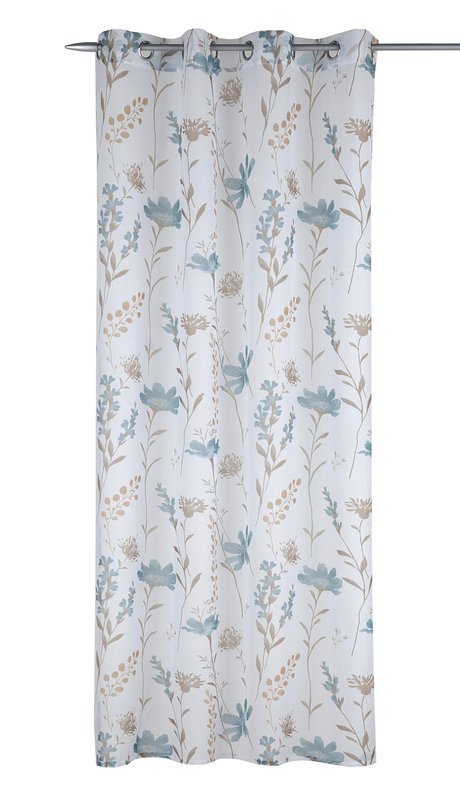 FERTIGVORHANG  halbtransparent  135/245 cm   - Hellbraun/Hellblau, Basics, Textil (135/245cm)