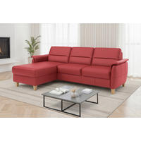ROHOVÁ SEDAČKA, koža, červená - farba duba/červená, Basics, koža/drevo (163/244cm) - Sit & More