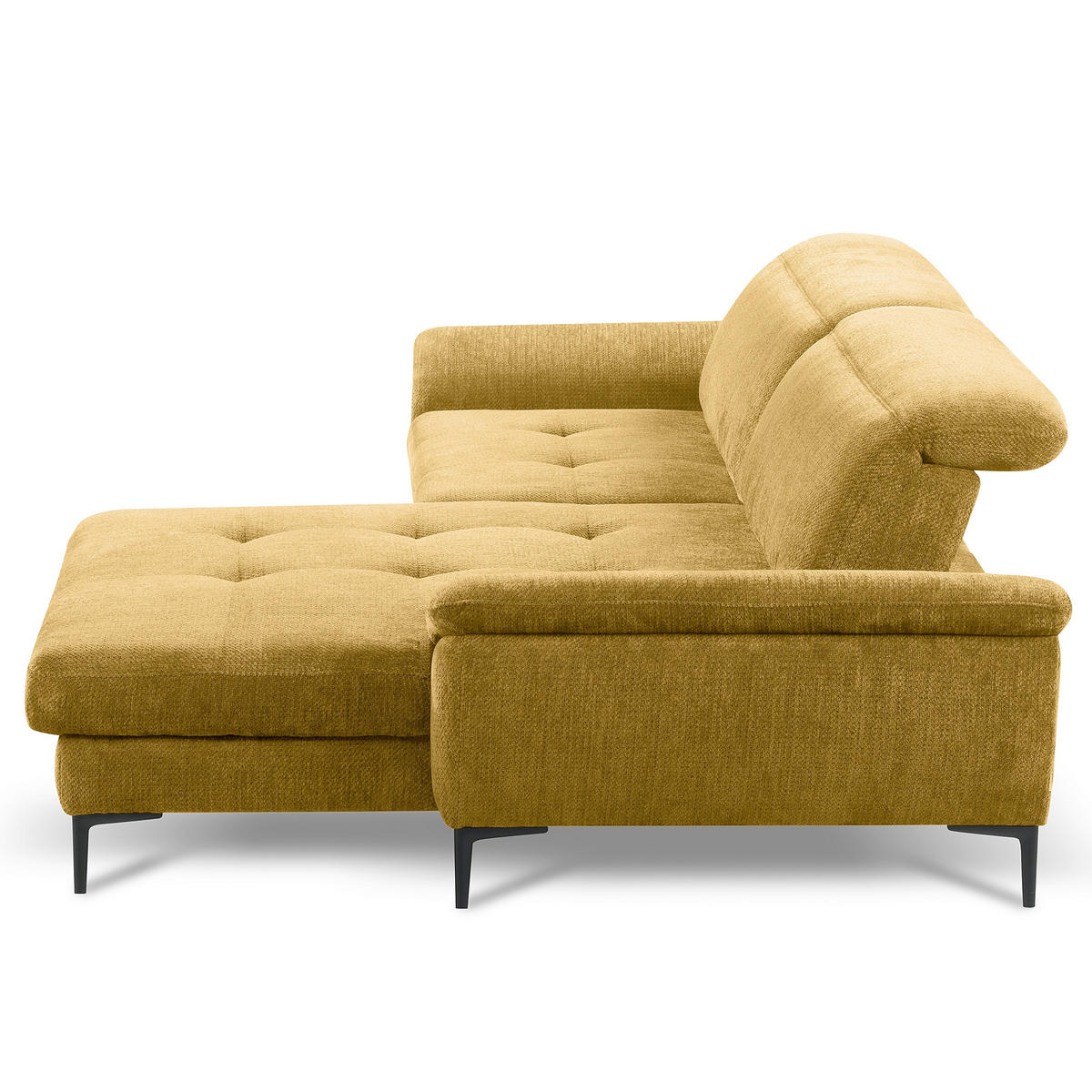 ECKSOFA  Webstoff Senfgelb  - Senfgelb/Schwarz, Design, Textil/Metall (268/195cm) - Livetastic