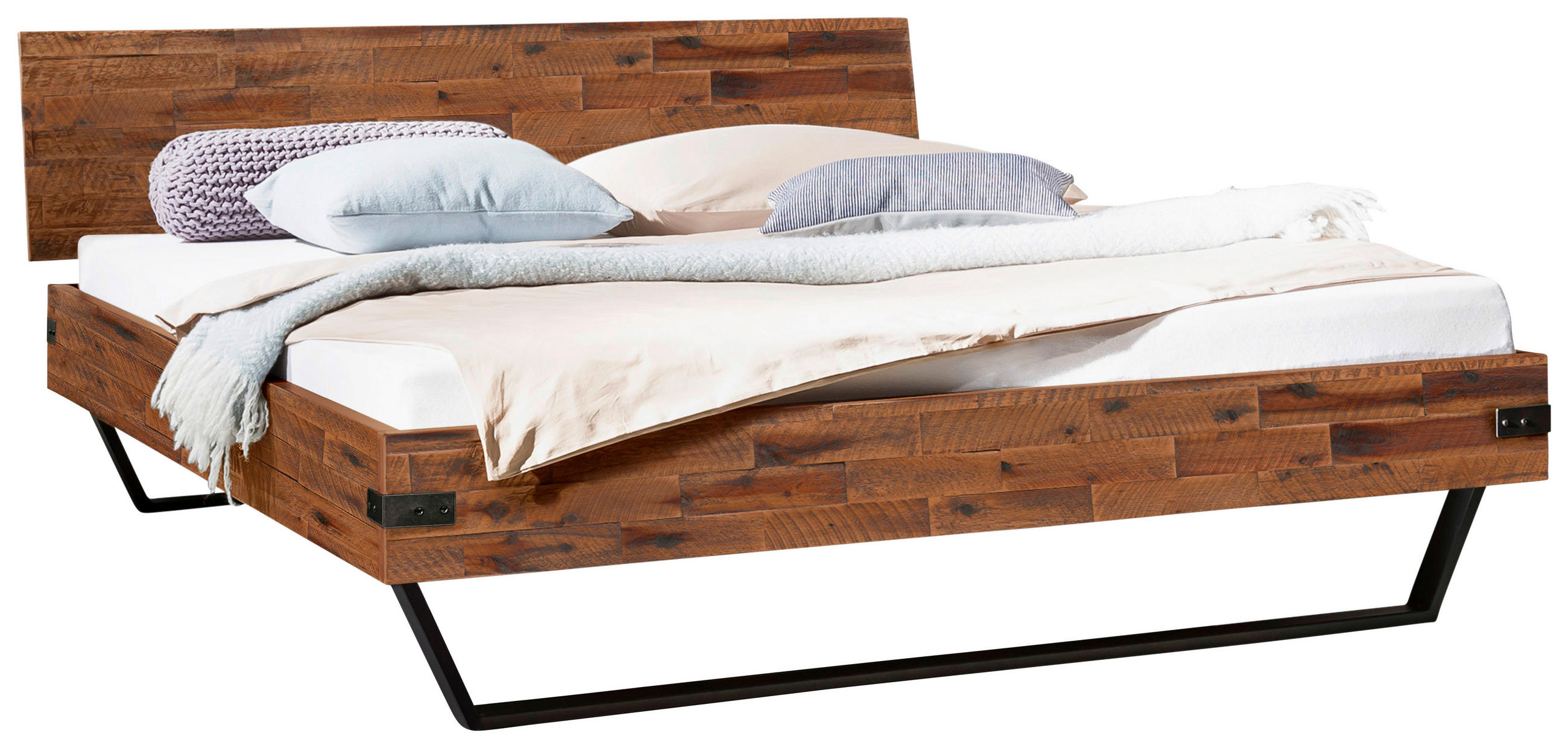 BETT 140/200 cm  in Anthrazit, Braun, Akaziefarben  - Anthrazit/Braun, Design, Holz/Metall (140/200cm) - Hasena
