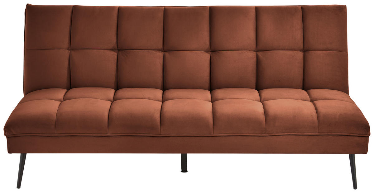 ZOFA S POSTELJNO FUNKCIJO,  opečnato rjava tekstil  - črna/opečnato rjava, Moderno, kovina/tekstil (178/84/98cm) - MID.YOU
