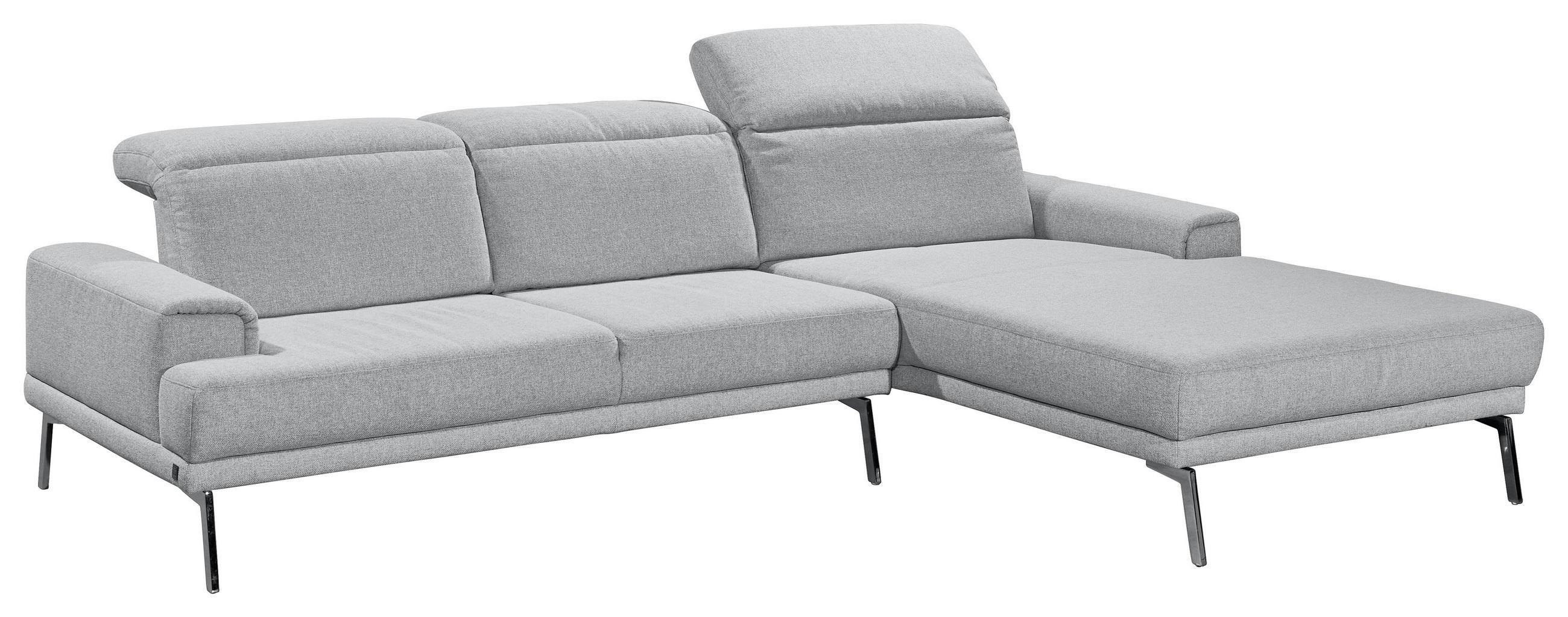 ECKSOFA Grau Flachgewebe  - Chromfarben/Grau, Design, Textil/Metall (288/193-220cm) - Musterring