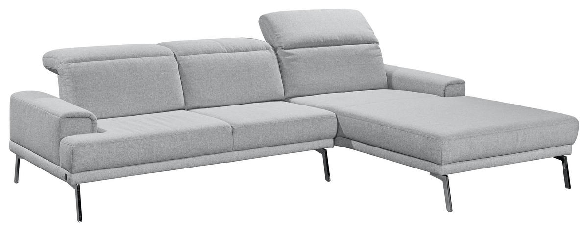 ECKSOFA Grau Flachgewebe  - Chromfarben/Grau, Design, Textil/Metall (288/193-220cm) - Musterring