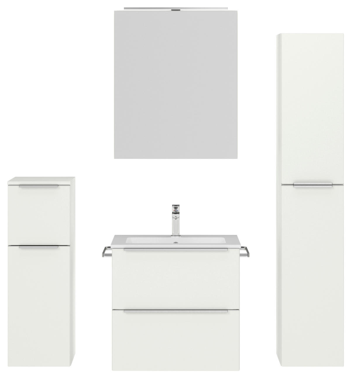 BADEZIMMER 5-teilig  in 121 cm  - Edelstahlfarben/Weiß, MODERN, Holzwerkstoff/Stein (121cm) - Nobilia