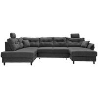 WOHNLANDSCHAFT Anthrazit Chenille  - Anthrazit/Schwarz, MODERN, Holz/Textil (206/338/176cm) - Livetastic