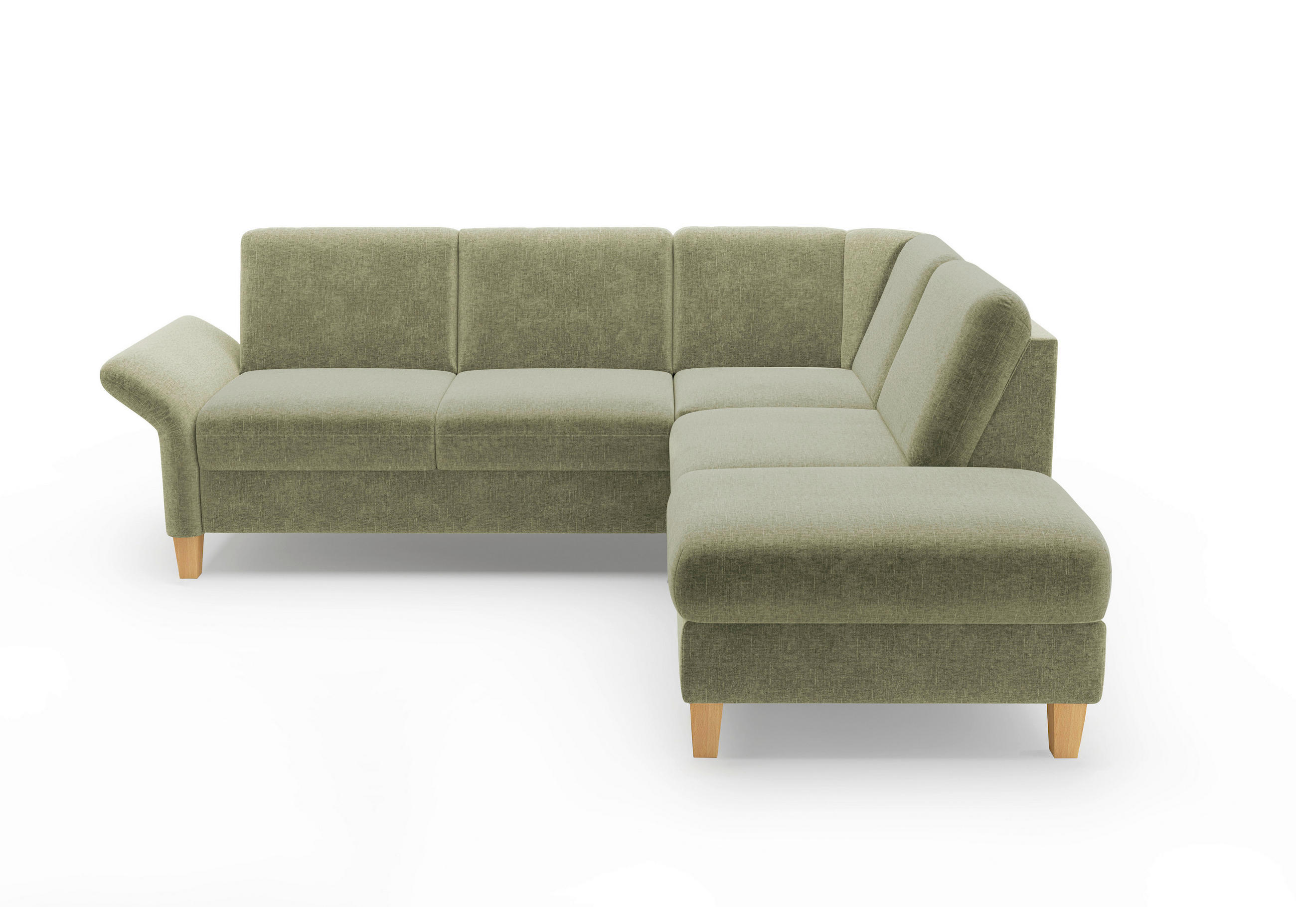 ECKSOFA ROCHELLE E Hellgrün Flachgewebe  - Eichefarben/Hellgrün, KONVENTIONELL, Holz/Textil (240/216cm) - Sit & More
