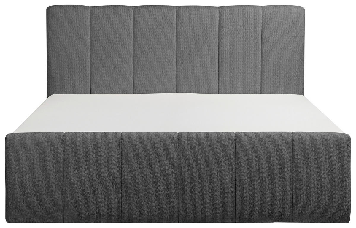 BOXBETT 180/200 cm,  in Anthrazit, gepolstertes Kopfteil, Bettkasten, Topper, Matratzen, H3 + H3 = fest  - Anthrazit/Schwarz, Basics, Kunststoff/Textil (180/200cm) - Chameo