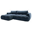 ECKSOFA Dunkelblau Struktur Rückenkissen, Bettkasten, Schlaffunktion, Rücken echt, Liegefläche im Originalstoff  - Schwarz/Dunkelblau, KONVENTIONELL, Kunststoff/Textil (172/272cm) - Carryhome