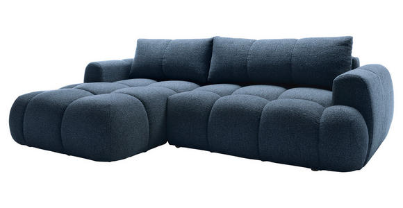 ECKSOFA Dunkelblau Struktur Rückenkissen, Bettkasten, Schlaffunktion, Rücken echt, Liegefläche im Originalstoff  - Schwarz/Dunkelblau, KONVENTIONELL, Kunststoff/Textil (172/272cm) - Carryhome