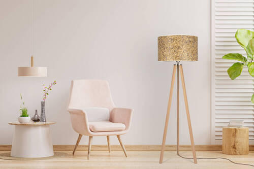 STEHLEUCHTE  50/150/50 cm   - Blau/Eiche Bianco, Basics, Naturmaterialien/Holz (50/150/50cm)