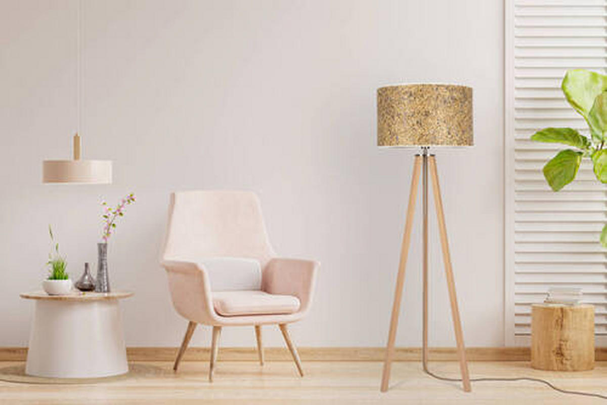 STEHLEUCHTE  50/150/50 cm   - Blau/Eiche Bianco, Basics, Naturmaterialien/Holz (50/150/50cm)