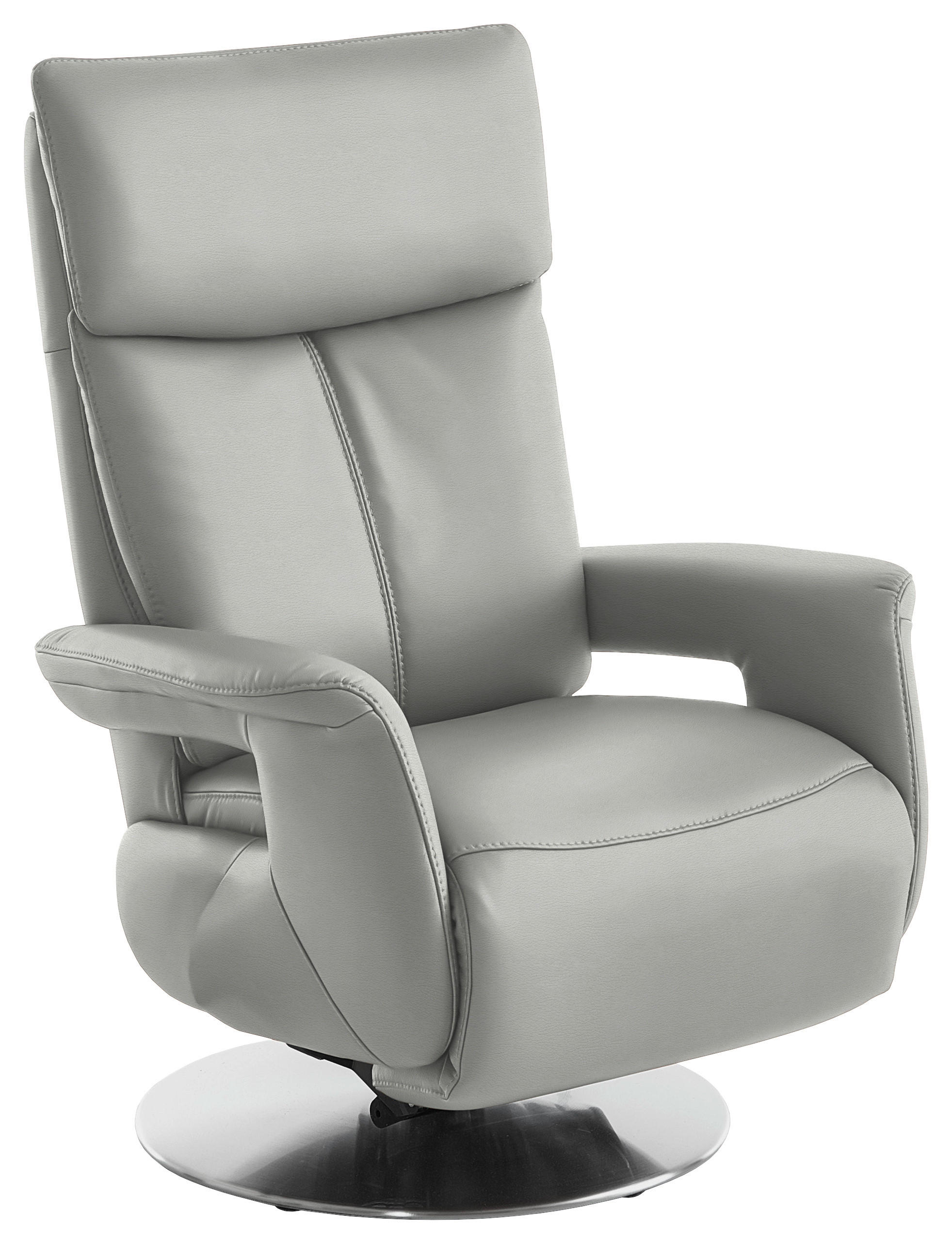 RELAXSESSEL in Leder Silberfarben  - Edelstahlfarben/Silberfarben, Design, Leder/Metall (78/112/85cm) - Cantus