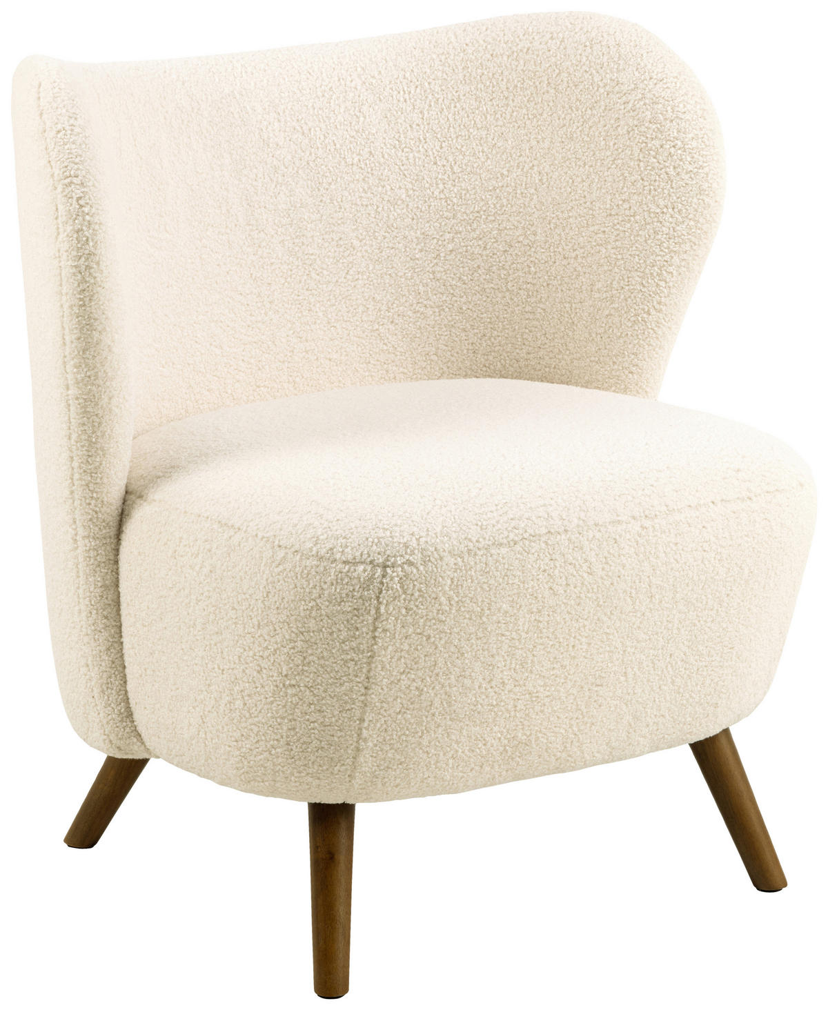 SESSEL in Teddystoff Creme  - Creme/Braun, Design, Holz/Textil (76/82/73cm) - Livetastic