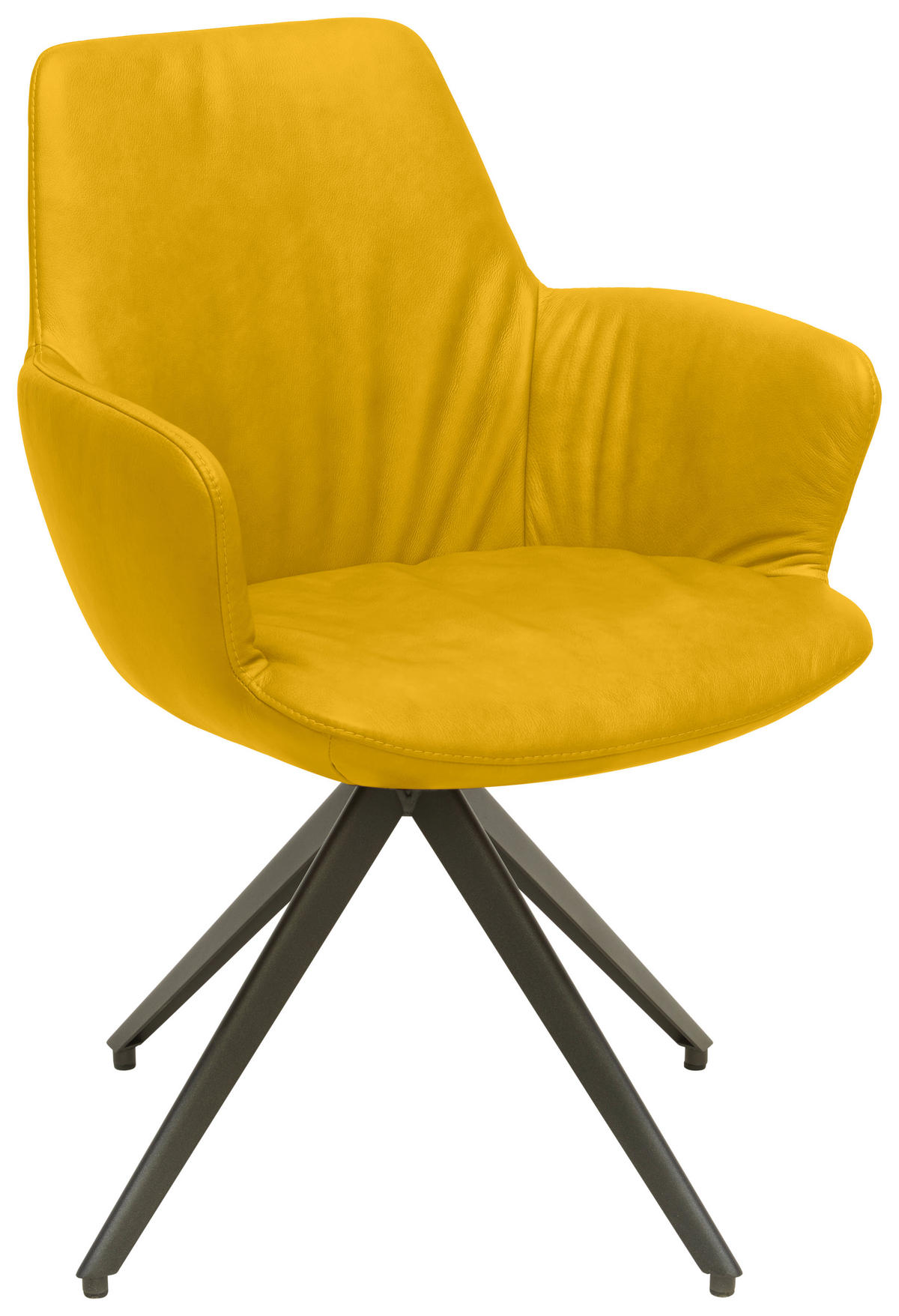 ARMLEHNSTUHL  in Stahl Echtleder pigmentiert  - Anthrazit/Gelb, Design, Leder/Metall (60/87/62cm) - Bert Plantagie