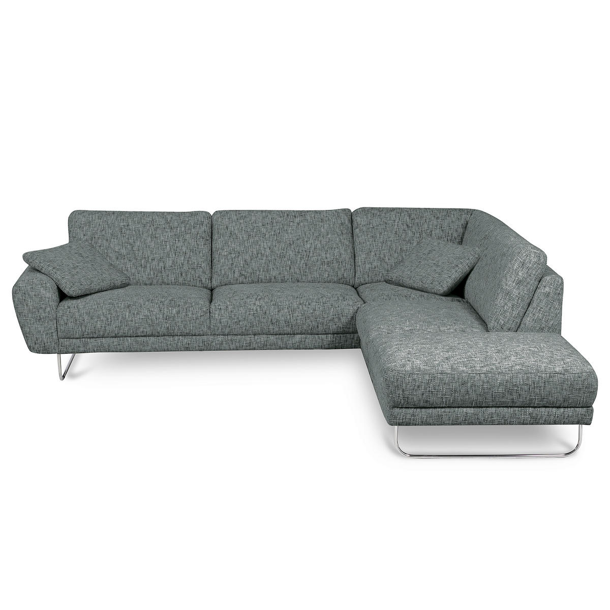 ECKSOFA 273/250 cm SPRING in Webstoff Anthrazit Zierkissen  273/250 cm  - Chromfarben/Anthrazit, Design, Textil/Metall (273/250cm) - Livetastic