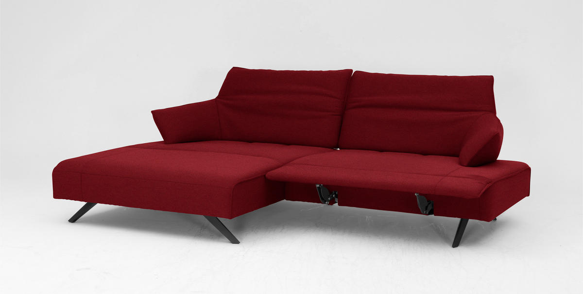 ECKSOFA in Struktur Rot  - Anthrazit/Rot, Design, Textil/Metall (165/276cm) - Himolla