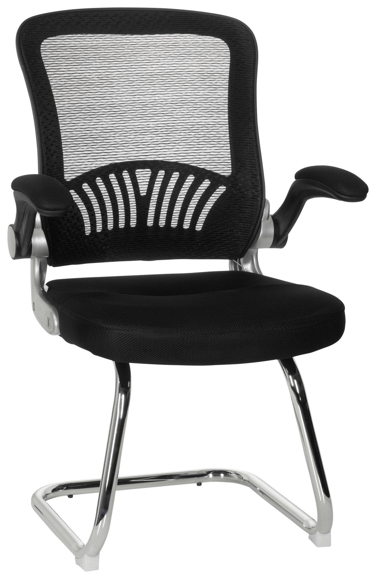 BESÖKSSTOL  i nätklädsel, flatväv svart  - kromfärg/svart, Modern, metall/textil (64/103/64cm) - MID.YOU