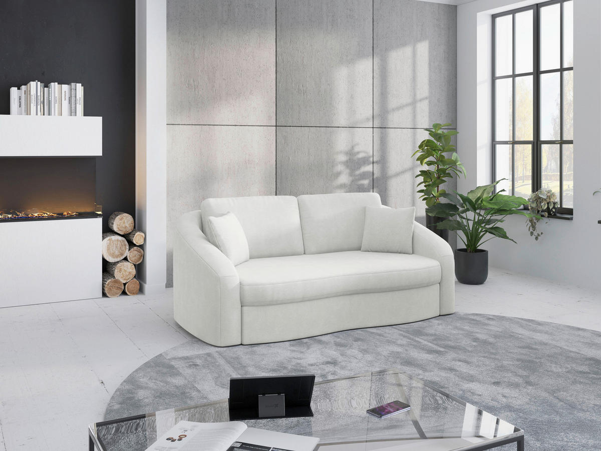 2,5-SITZER Mikrofaser Weiß  - Schwarz/Weiß, MODERN, Kunststoff/Textil (196/88/107cm) - Sit & More