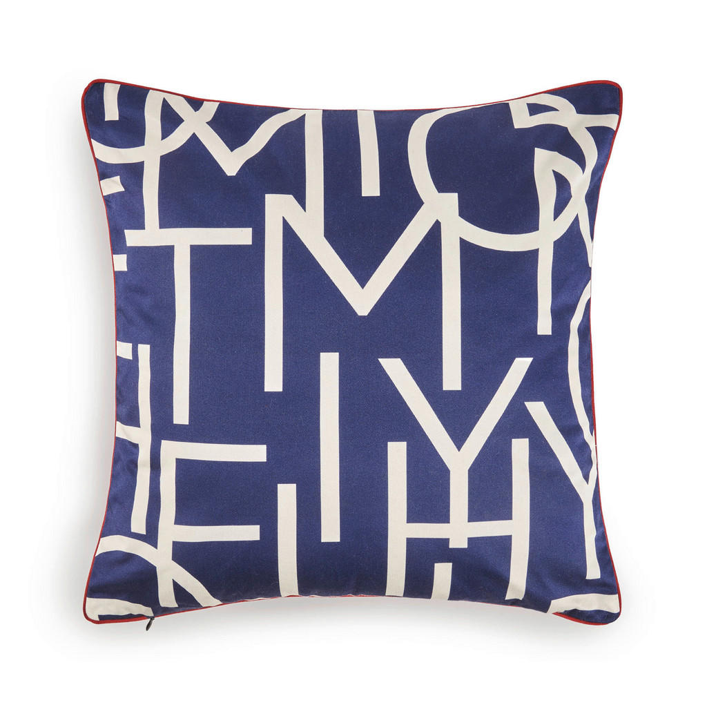 Thumbnail - Tommy Hilfiger Kissenhülle Bold Script, Blau, Weiß, Weinrot, Textil, 40x40 cm, Wohntextilien, Bezüge, Kissenbezüge