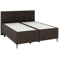 BOXSPRINGBETT 180/200 cm,  in Braun, gepolstertes Kopfteil, Matratzen, H4 + H4 = sehr fest  - Anthrazit/Schwarz, KONVENTIONELL, Holzwerkstoff/Kunststoff (180/200cm) - Musterring