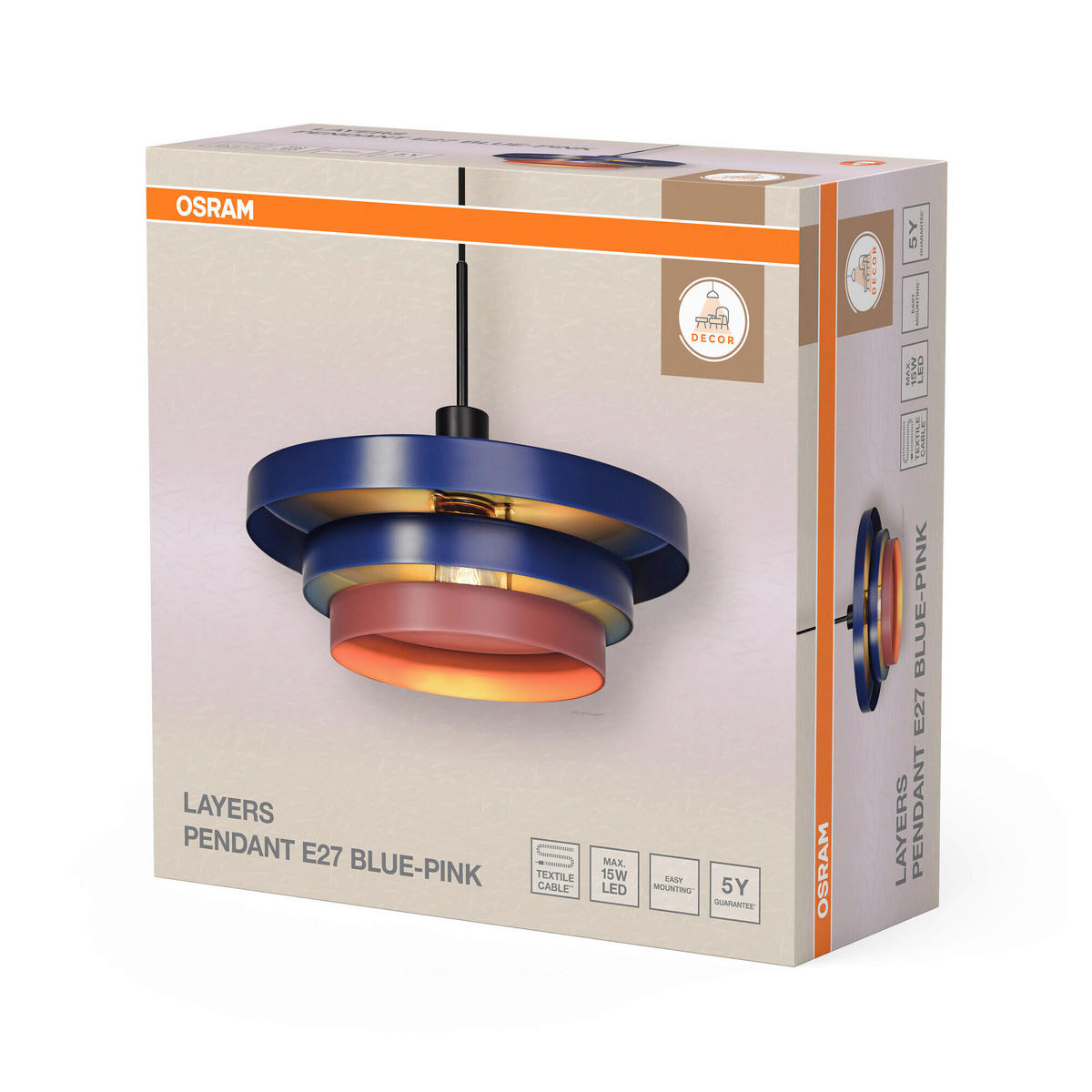 HÄNGELEUCHTE 40/136 cm  - Blau/Rosa, Basics, Metall (40/136cm) - Osram