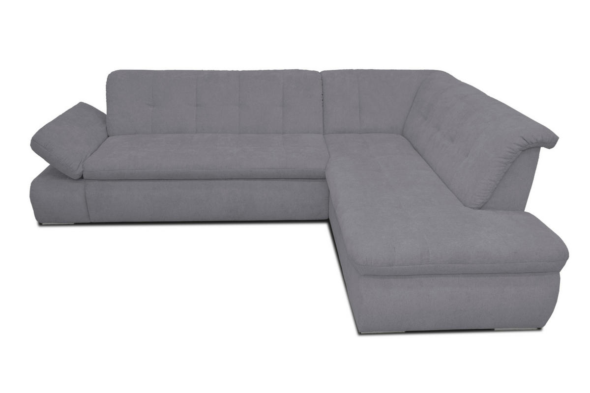 ECKSOFA Dunkelgrau Mikrofaser  - Chromfarben/Dunkelgrau, KONVENTIONELL, Textil/Metall (273/216cm) - MID.YOU