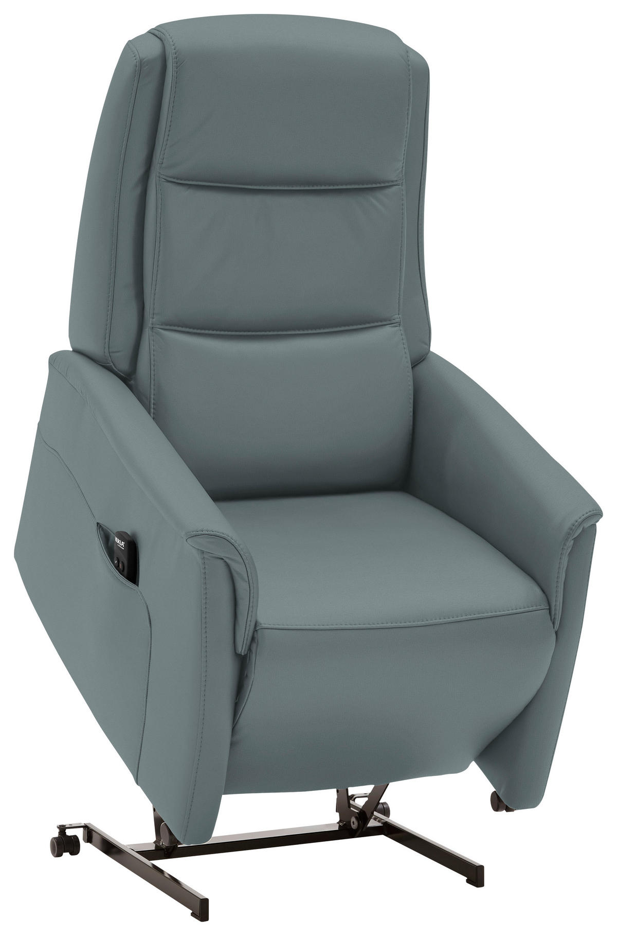 FERNSEHSESSEL Valdera  mit Relaxfunktion, Aufstehhilfe, Rücken echt Echtleder Blaugrau  - Blaugrau/Schwarz, KONVENTIONELL, Leder/Kunststoff (70/107/88cm) - Livetastic