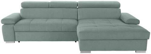 ECKSOFA in Velours Grün  - Silberfarben/Grün, Design, Holz/Textil (292/183cm) - Livetastic