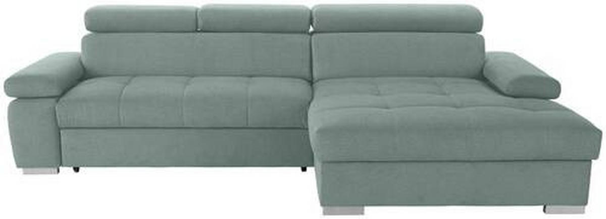 ECKSOFA in Velours Grün  292/183 cm  - Silberfarben/Grün, Design, Holz/Textil (292/183cm) - Livetastic