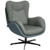 SESSEL in Chenille, Struktur Echtleder Hellblau  - Schwarz/Hellblau, Design, Leder/Textil (80/97/89cm) - Schöner Wohnen