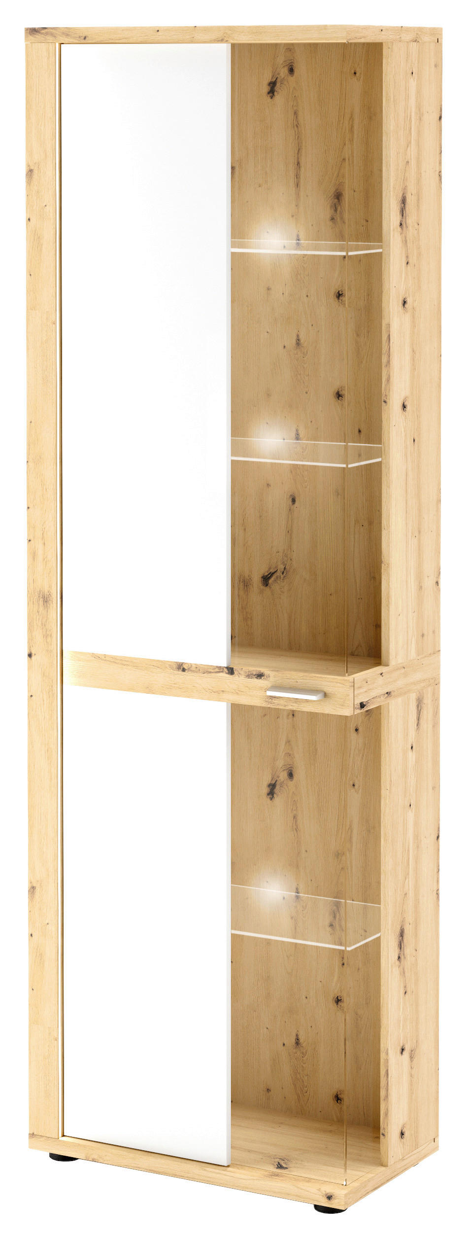 VITRÍNA, biela, 66/209/37 cm - čierna/biela, Design, kov/kompozitné drevo (66/209/37cm) - Livetastic