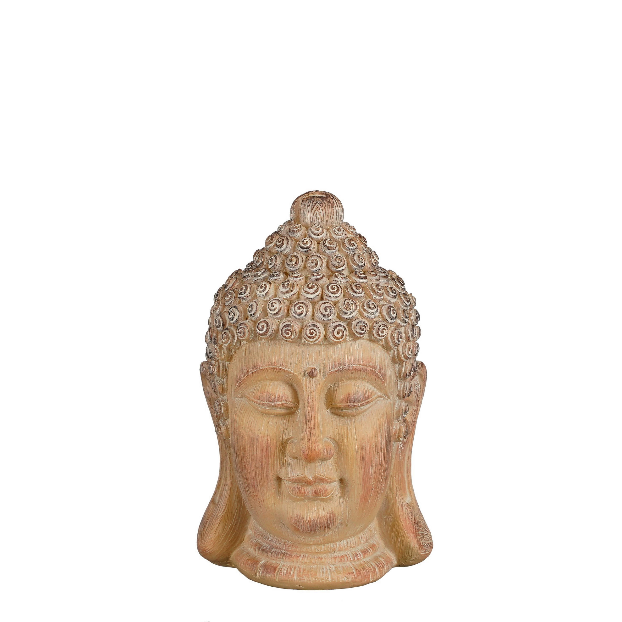 HLAVA BUDDHY - šedohnědá, Basics, plast (14.5cm/14cm/22.5cmcm)