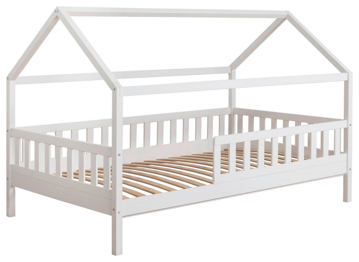 HAUSBETT 90/200 cm,  in Weiß  - Naturfarben/Weiß, MODERN, Holz/Textil (90/200cm) - MID.YOU