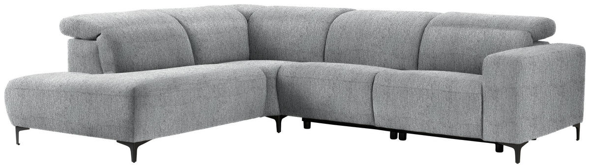 ECKSOFA Grau Flachgewebe  - Schwarz/Grau, Design, Textil/Metall (238/290cm) - Pure Home Lifestyle