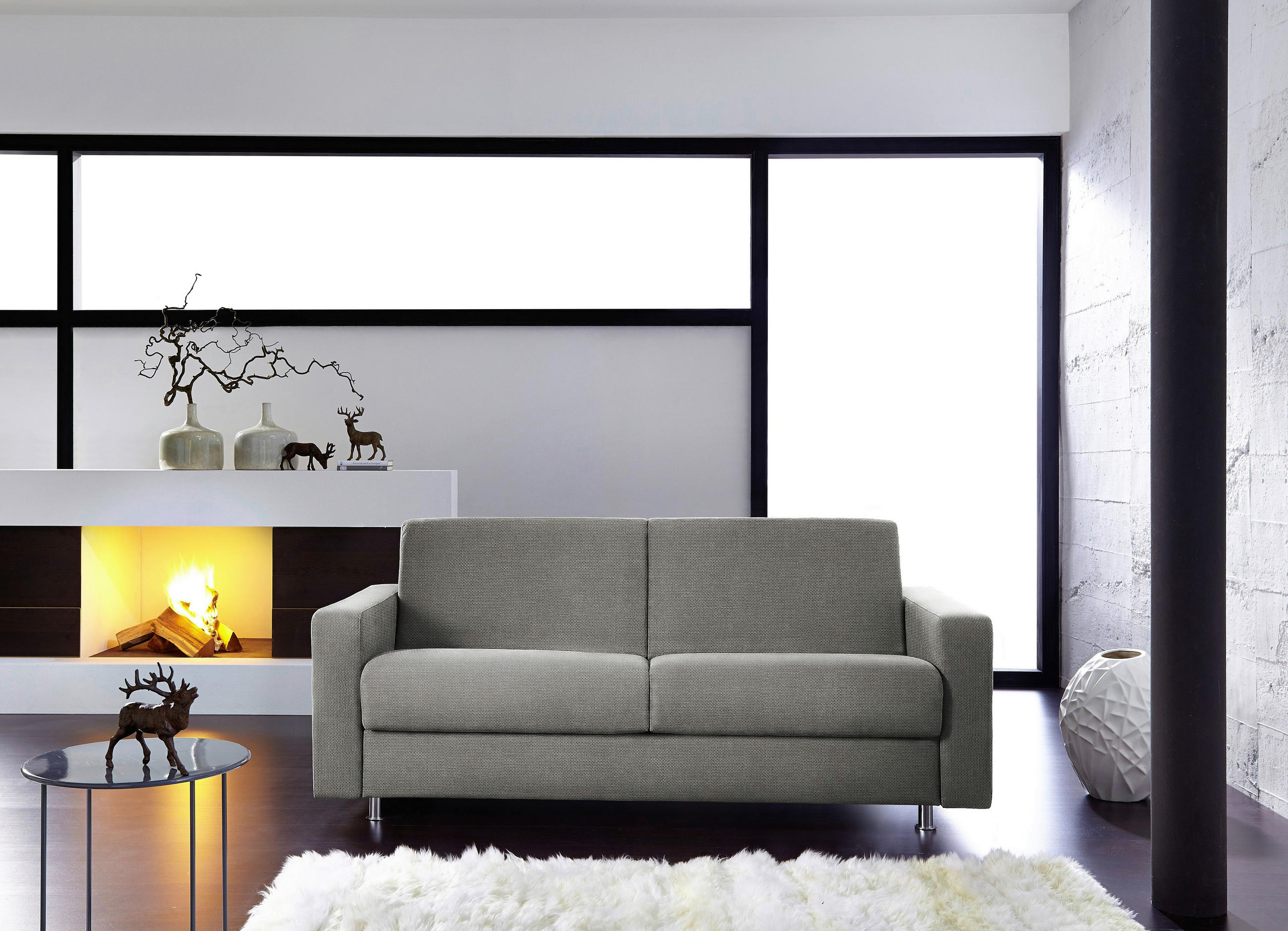 SCHLAFSOFA in Textil Grau  - Chromfarben/Grau, Design, Textil/Metall (195/84/100cm) - Bali