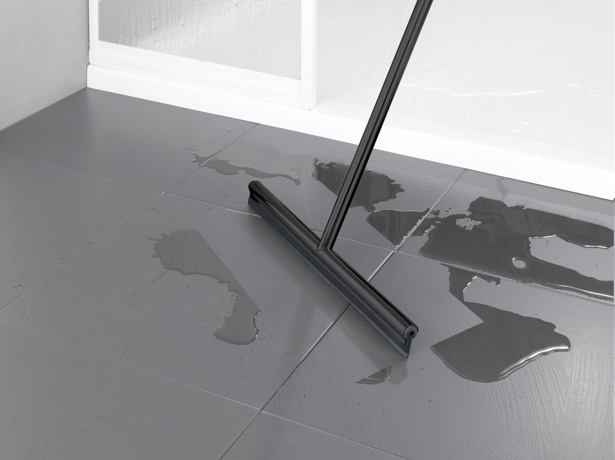 BODENWISCHER ROSOLE  - Schwarz, Basics, Kunststoff/Metall (40/133/3cm) - Wenko