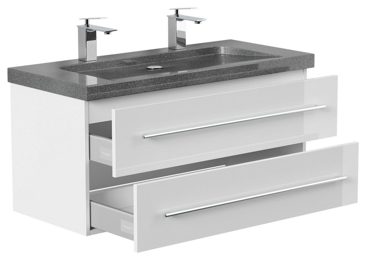 WASCHTISCHKOMBI 100 cm  - Weiß Hochglanz, Basics, Holzwerkstoff/Stein (100cm) - MID.YOU