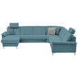 WOHNLANDSCHAFT  in Chenille Blau  - Blau/Alufarben, Design, Textil/Metall (170/333/265cm) - Dieter Knoll
