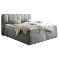 BOXSPRINGBETT 180/200 cm,  in Grau, gepolstertes Kopfteil, Topper, Matratzen, H3 + H4 = fest + sehr fest  - Schwarz/Grau, Lifestyle, Holzwerkstoff/Kunststoff (180/200cm) - Boxxx