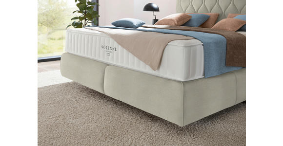 BOXSPRINGBETT 180/200 cm  in Elfenbein  - Elfenbein/Schwarz, Design, Kunststoff/Textil (180/200cm) - Johann Jakob